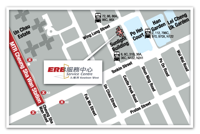 Map of E R B Service Centre Kowloon West